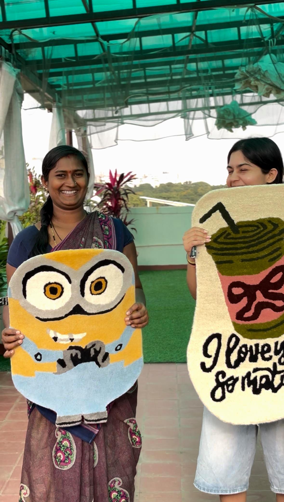 Hand Tufted Minion Rug – Funny Character Carpet, Kids Room Decor