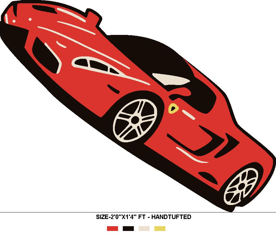 Hand Tufted Ferrari Car Rug | Custom Sports Rug, Luxury Decor