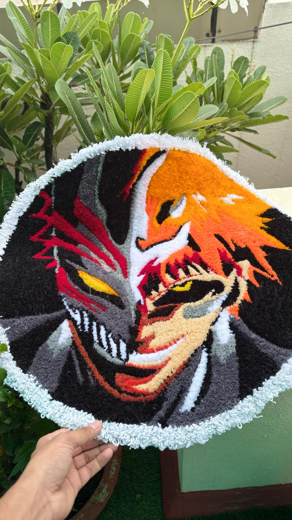 Custom Ichigo Kurosaki Shinigami Face Rug – Anime Tufted Rug – Handmade