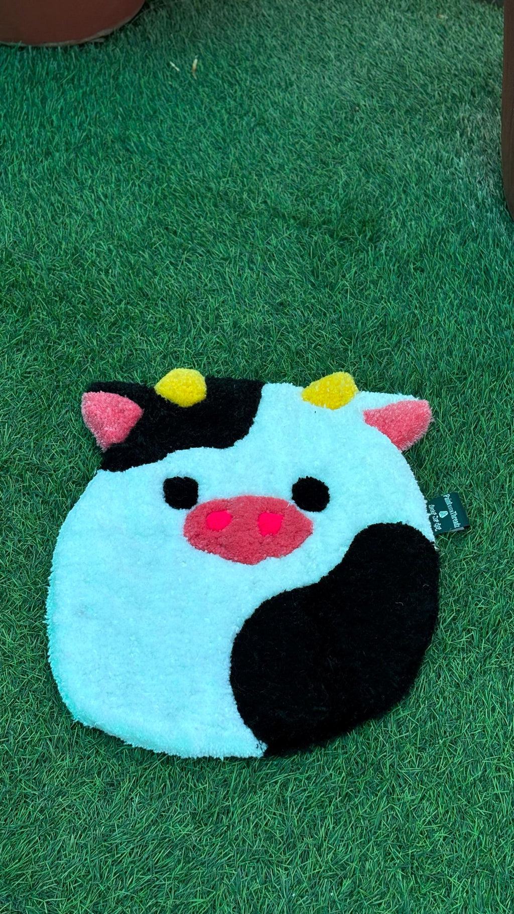 Hand Tufted Cow Face Rug | Custom Animal Rug, Kawaii Decor