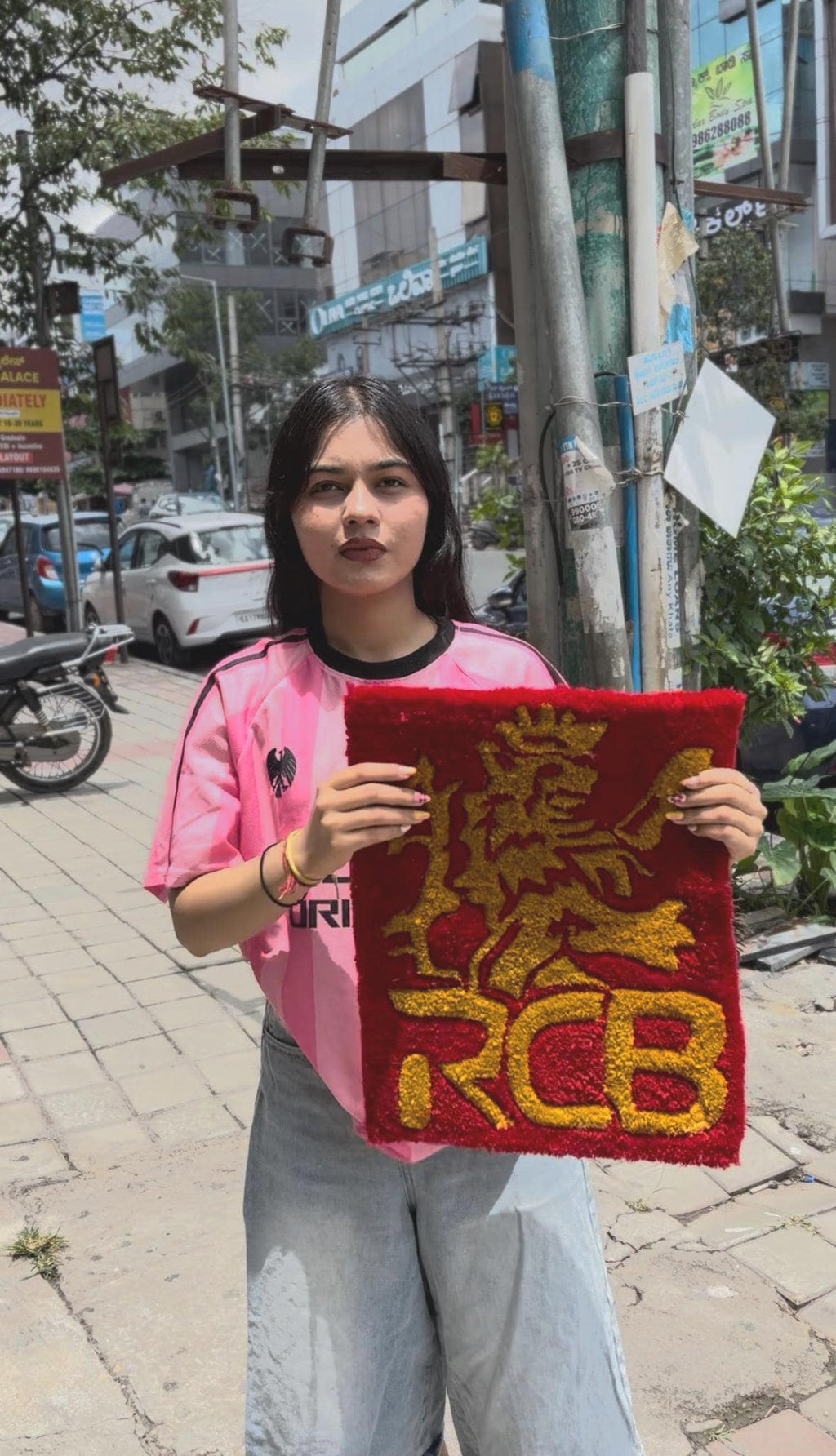 Hand Tufted RCB Rug | Custom IPL Fan Carpet, Sport Decor