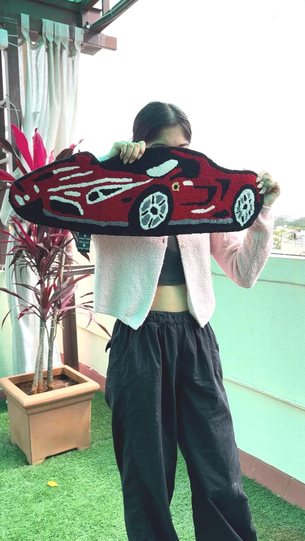 Hand Tufted Ferrari Car Rug | Custom Sports Rug, Luxury Decor