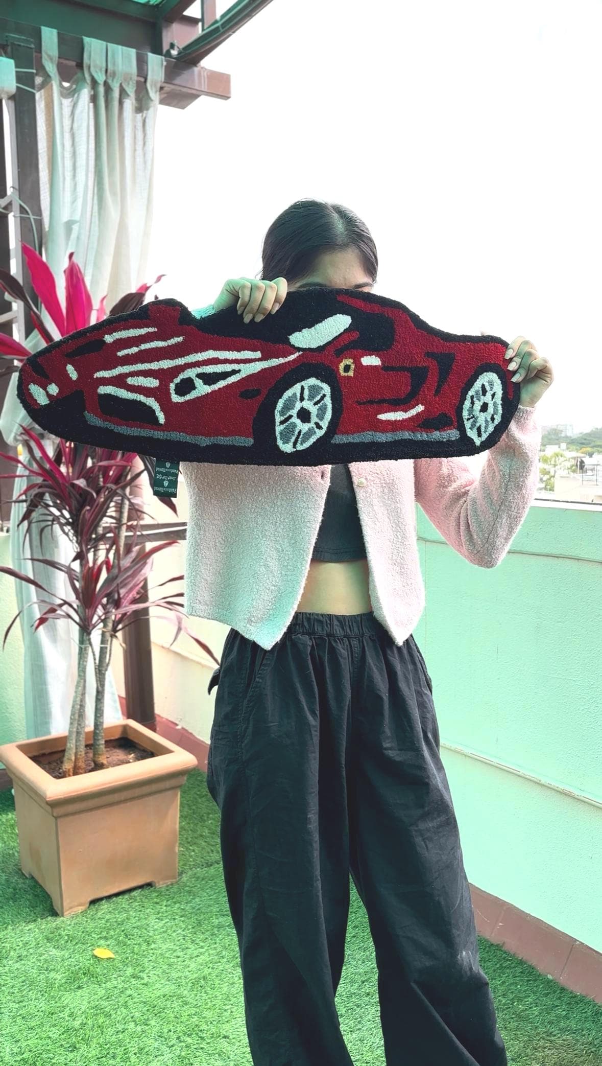 Hand Tufted Ferrari Car Rug | Custom Sports Rug, Luxury Decor